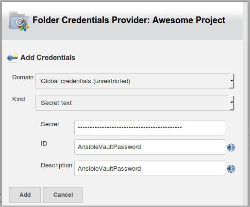 ansible vault jenkins new credentials