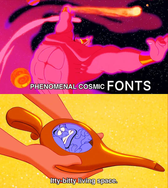 WordPress Twenty Twenty theme - Phenomenal Cosmic Fonts! Itty Bitty Living Space.