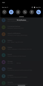 Android 11 Top Menu (Default Display size)
